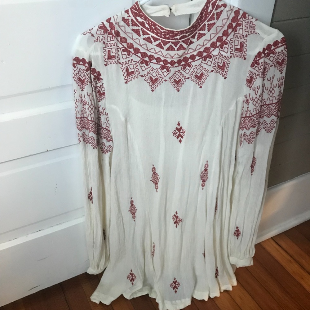 Free people High neck embroidered dress